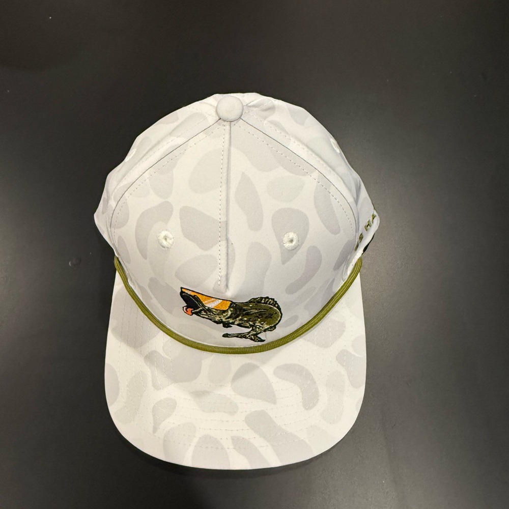 White Patterned Hat with Embroidered Design